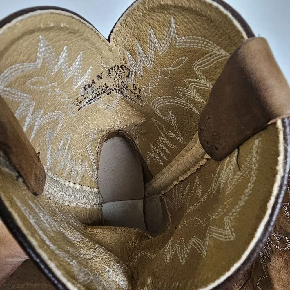 Dan Post Women’s Western Cowboy Boots Size 5 Caramel Leather Embroidered